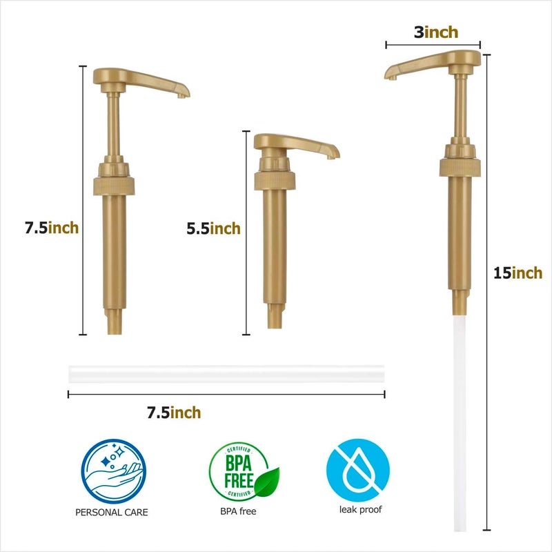 Kinfira 6 Pcs Coffee Syrup Pump Dispenser - Premium Skinny Syrup Pumps Fit for 25.4oz Torani Davinci Syrup Bottles (Gold) - Image 2